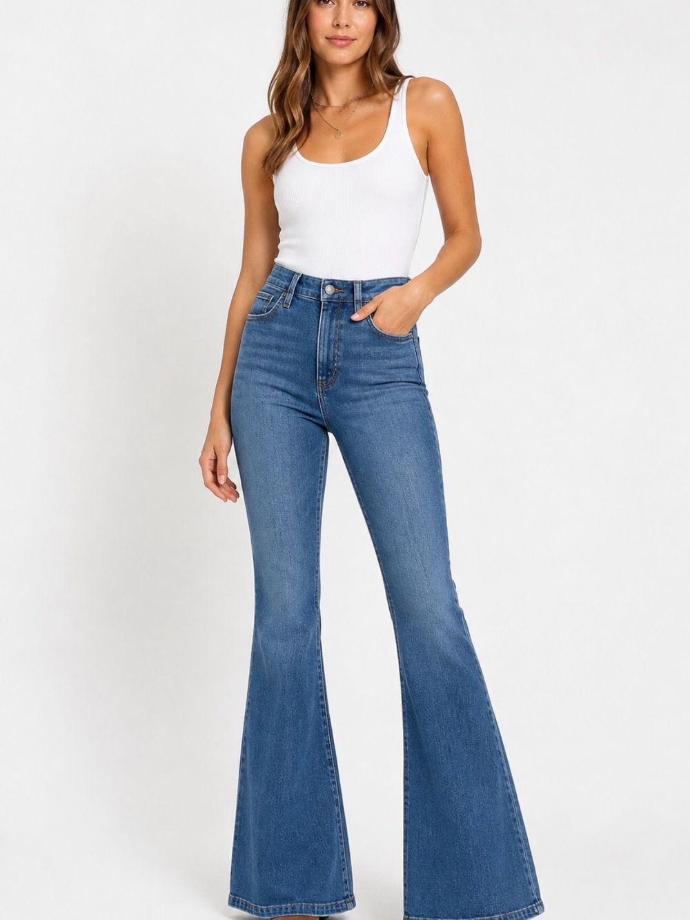Wrangler Retro Bailey High Rise Flare Jeans 26x30 NWT Blue Denim Western